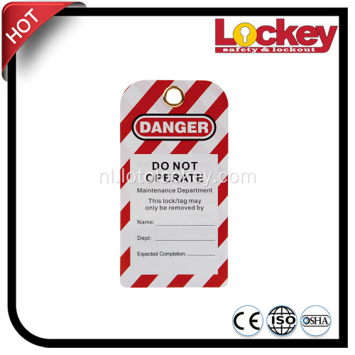 Veiligheid PVC Waarschuwingstags lockout Tagout Tag